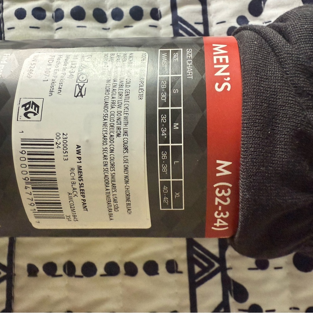 NWT Athletic Works Men’s Black Sleep Pants - Picture 8 of 10